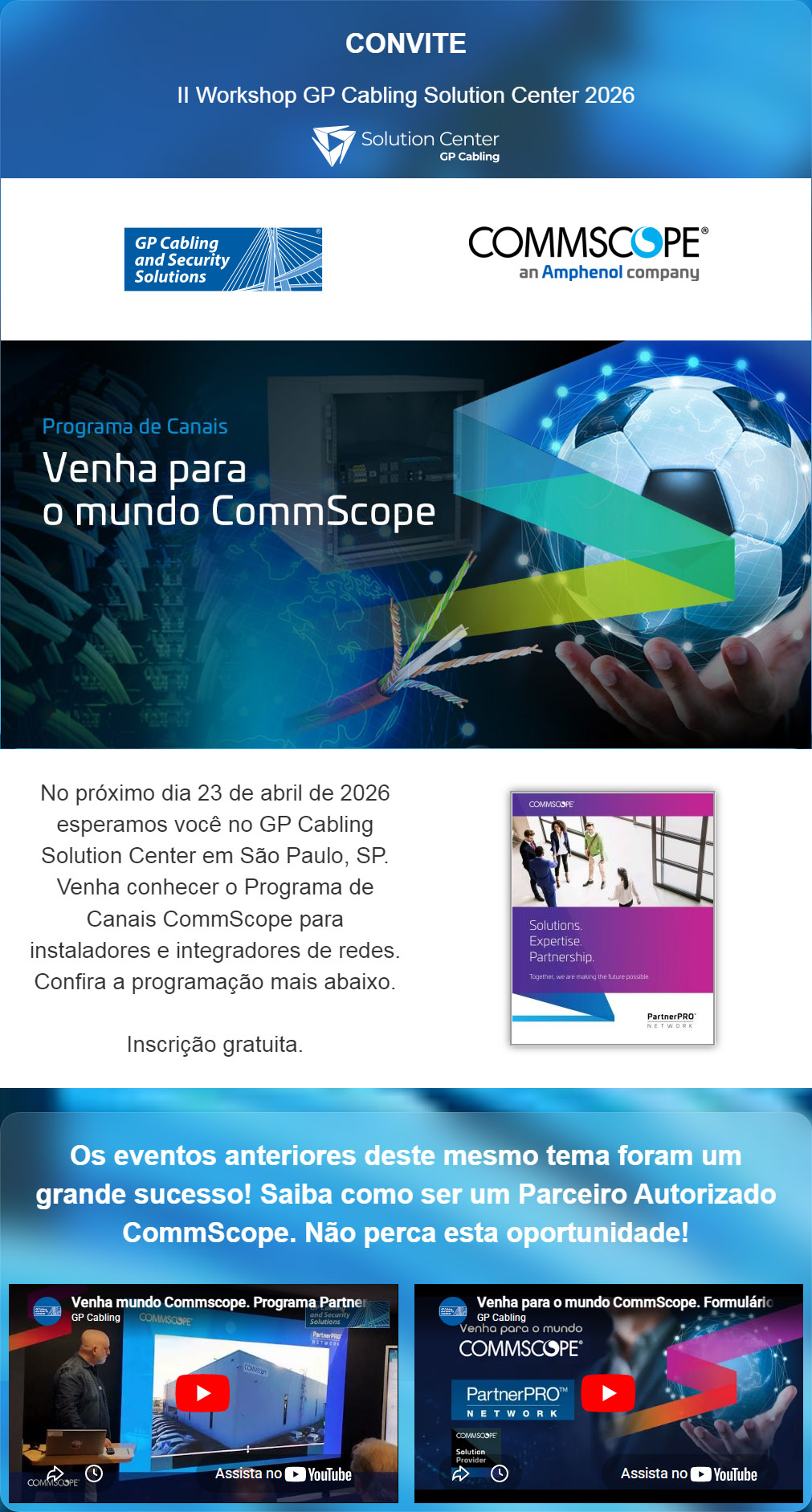 CONVITE - II Workshop GP Cabling Solution Center 2026