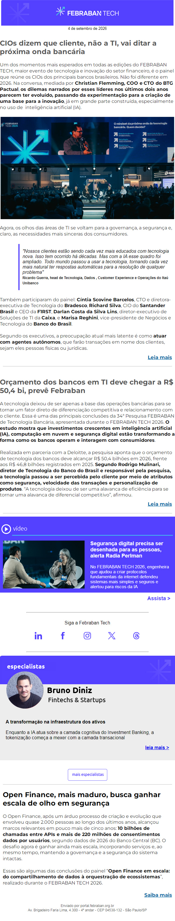 CIOs dizem que cliente, não a TI, vai ditar a próxima onda bancária - Newsletter