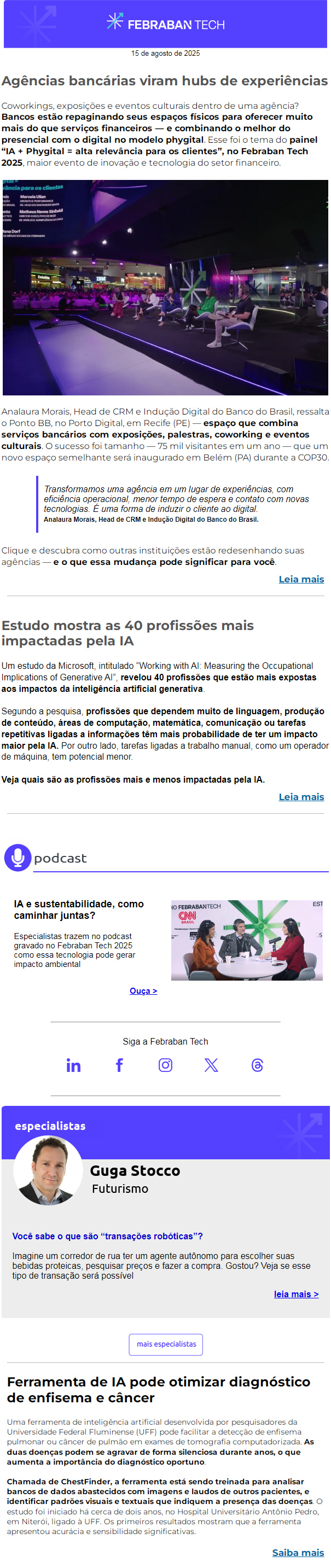 Agências bancárias viram hubs de experiências - Newsletter