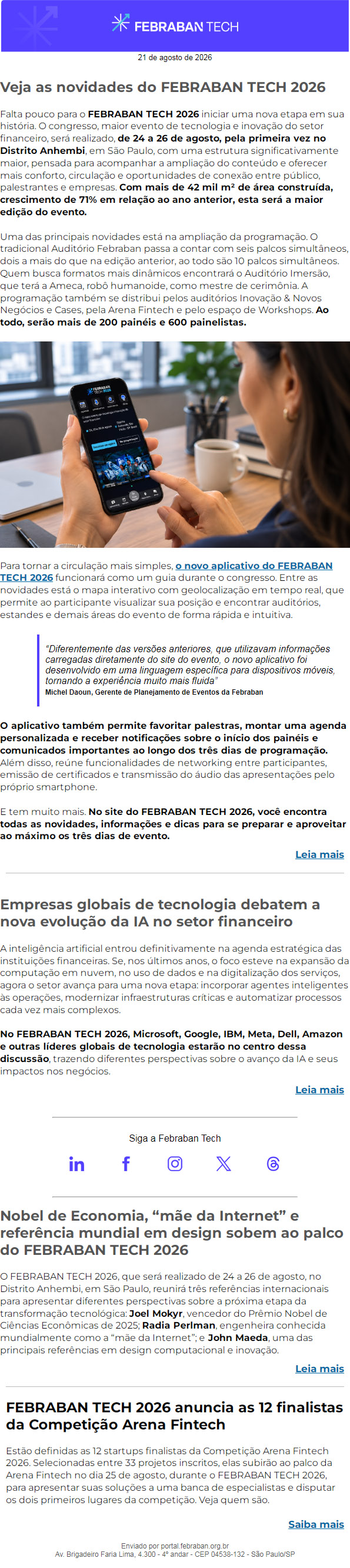 Vai começar! As novidades do FEBRABAN TECH 2026 - Newsletter