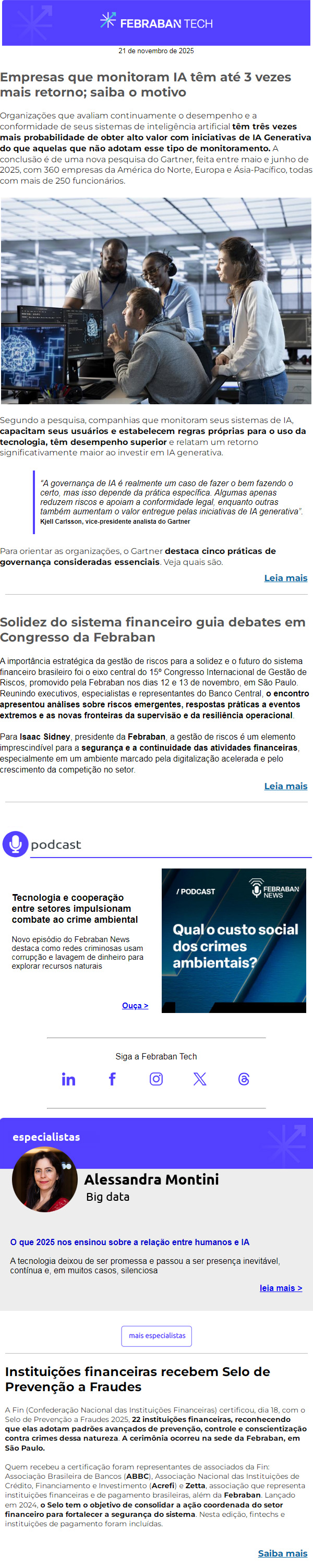 Empresas que monitoram IA têm até 3 vezes mais retorno; saiba o motivo - Newsletter