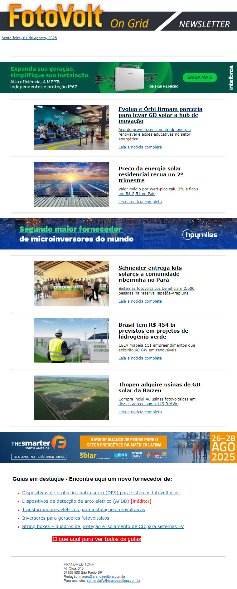GD compartilhada entre Evolua e Órbi | Solar residencial mais barata | 111 projetos de H2V no Brasil