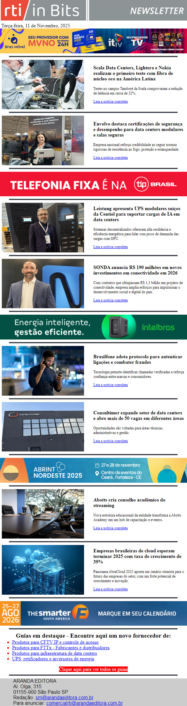 Infraestrutura digital ganha impulso com IA, fibras de núcleo oco e UPS modulares