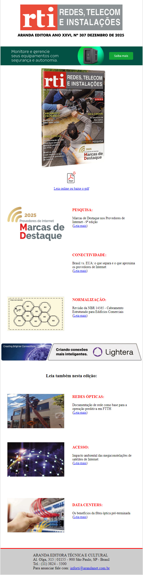 As marcas de destaque no Provedores de Internet em 2025, na RTI dezembro