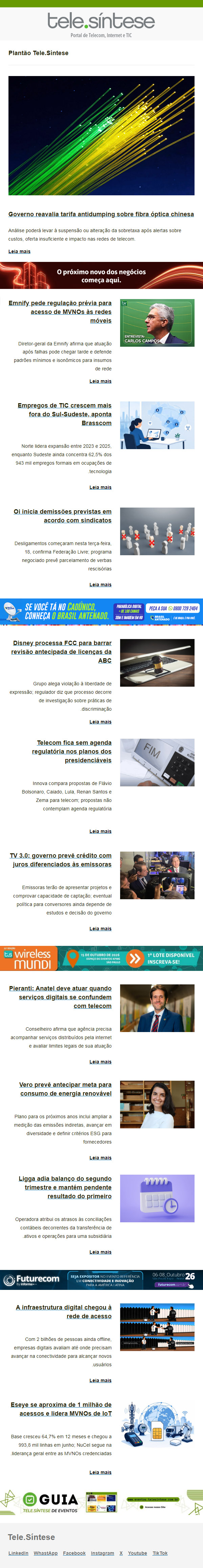 Governo reavalia tarifa antidumping sobre fibra óptica chinesa