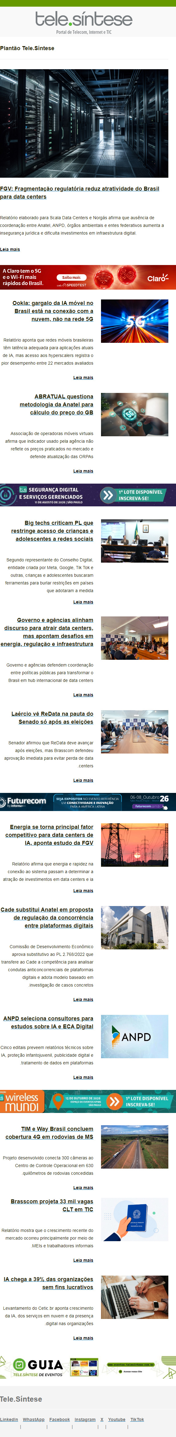 Fragmentação regulatória reduz atratividade do Brasil para data centers