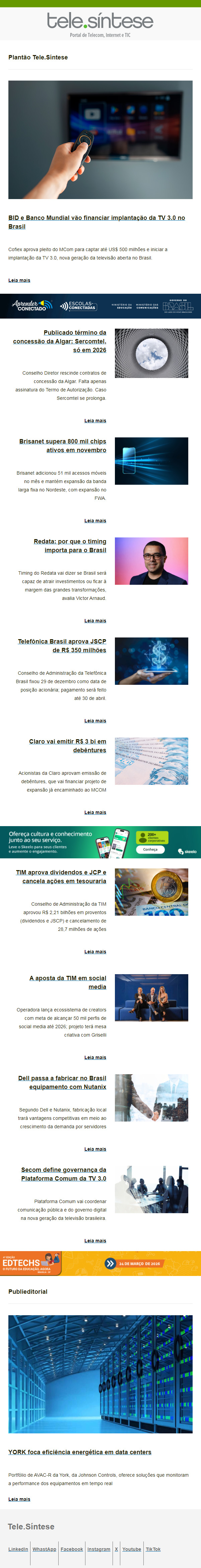BID e Banco Mundial vão financiar implantação da TV 3.0 no Brasil