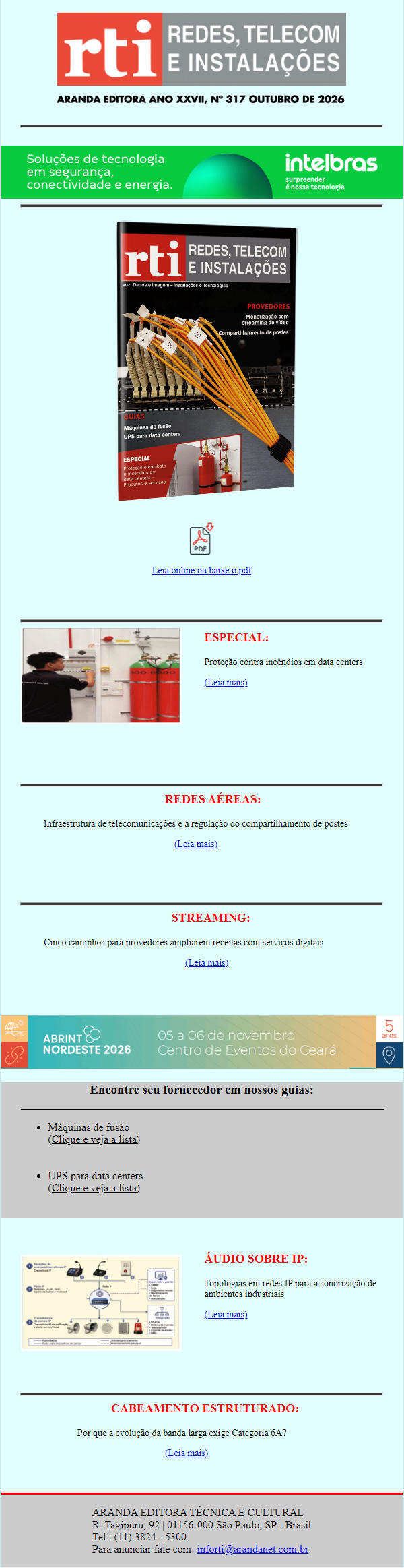 Provedores: monetização de streaming e compartilhamento de postes, na RTI de outubro
